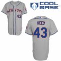 Mens Majestic New York Mets #43 Addison Reed Replica Grey Road Cool Base MLB Jersey