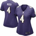 Women Nike Baltimore Ravens #4 Sam Koch Purple Team Color NFL Jersey
