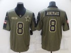 Nike Cowboys 8 Troy Aikman Olive 2021 Salute To Service Limited Jersey