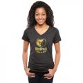 Womens Memphis Grizzlies Gold Collection V-Neck Tri-Blend T-Shirt Black