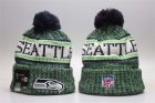 Seahawks Green Wordmark Cuffed Pom Knit Hat YP