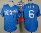 Kansas City Royals #6 Lorenzo Cain Light Blue Alternate Cool Base W 2015 World Series Patch Stitched MLB Jersey