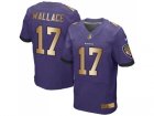 Nike Baltimore Ravens #17 Mike Wallace Purple Team Color Mens Stitched NFL New Elite Gold Jersey