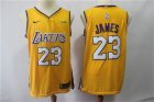 Lakers #23 Lebron James Yellow Nike Authentic Jersey