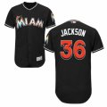 Mens Majestic Miami Marlins #36 Edwin Jackson Black Flexbase Authentic Collection MLB Jersey