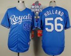 Kansas City Royals #56 Greg Holland Light Blue Alternate 1 Cool Base W 2015 World Series Patch Stitched MLB Jersey