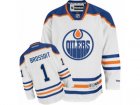 Mens Reebok Edmonton Oilers #1 Laurent Brossoit Authentic White Away NHL Jersey
