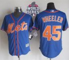 New York Mets #45 Zack Wheeler Blue Alternate Home New Cool Base W 2015 World Series Patch Stitched MLB Jersey