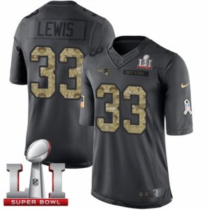 Mens Nike New England Patriots #33 Dion Lewis Limited Black 2016 Salute to Service Super Bowl LI 51 NFL Jersey