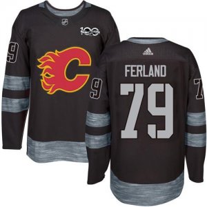 Mens Calgary Flames #79 Michael Ferland Black 1917-2017 100th Anniversary Stitched NHL Jersey