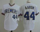 Brewers #44 Hank Aaron White Cooperstown Collection Jersey
