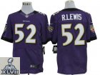 2013 Super Bowl XLVII NEW Baltimore Ravens 52 Ray Lewis Purple Jerseys (Elite)