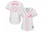 Women Atlanta Braves #23 David Justice Replica White Fashion Cool Base MLB Jersey