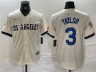 Dodgers 3 Chris Taylor Cream Nike 2024 City Connect Cool Base Jersey