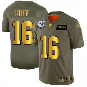 Nike Rams #16 Jared Goff 2019 Olive Gold Salute To Service Limited Jersey