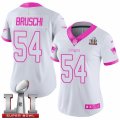 Womens Nike New England Patriots #54 Tedy Bruschi Limited White Pink Rush Fashion Super Bowl LI 51 NFL Jersey