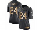 Mens Nike Raiders #24 Marshawn Lynch Black Stitched NFL Limited Gold Salute To Service Jersey