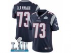 Men Nike New England Patriots #73 John Hannah Navy Blue Team Color Vapor Untouchable Limited Player Super Bowl LII NFL Jersey