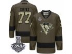 Mens Reebok Pittsburgh Penguins #77 Paul Coffey Premier Green Salute to Service 2017 Stanley Cup Final NHL Jersey