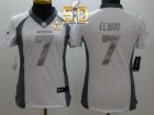 Women Nike Broncos #7 John Elway White Super Bowl 50 Stitched Platinum Jersey