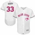 Mens Majestic Toronto Blue Jays #33 J.A. Happ Authentic White 2016 Mothers Day Fashion Flex Base MLB Jersey