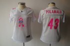 women nfl pittsburgh steelers #43 polamalu white[breast cancer awareness]