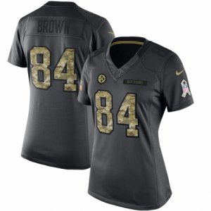 Women\'s Nike Pittsburgh Steelers #84 Antonio Brown Limited Black 2016 Salute to Service NFL Jersey