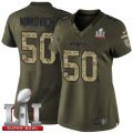 Womens Nike New England Patriots #50 Rob Ninkovich Limited Green Salute to Service Super Bowl LI 51 NFL Jersey