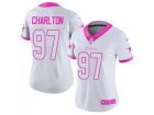 Women's Nike Dallas Cowboys #97 Taco Charlton Limited White Pink Rush Fashion NFL Jersey
