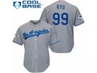 Los Angeles Dodgers #99 Hyun-Jin Ryu Replica Grey Road 2017 World Series Bound Cool Base MLB Jersey
