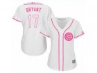 Women Chicago Cubs #17 Kris Bryant Replica White Fashion MLB Jersey