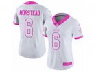 Women Nike New Orleans Saints #6 Thomas Morstead Limited White-Pink Rush Fashion NFL Jersey