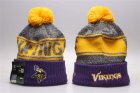 Vikings Fresh Logo Purple Pom Knit Hat YP