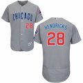 Mens Majestic Chicago Cubs #28 Kyle Hendricks Grey Road Flexbase Authentic Collection MLB Jersey
