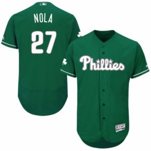 Men\'s Majestic Philadelphia Phillies #27 Aaron Nola Green Celtic Flexbase Authentic Collection MLB Jersey