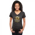 Womens Dallas Mavericks Gold Collection V-Neck Tri-Blend T-Shirt Black