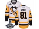 Youth Reebok Pittsburgh Penguins #81 Phil Kessel Premier White Away 2017 Stanley Cup Champions NHL Jersey