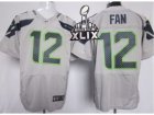 2015 Super Bowl XLIX Nike NFL Seattle Seahawks #12 Fan Grey Jerseys(Elite)