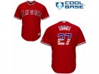 Mens Majestic Los Angeles Angels of Anaheim #27 Mike Trout Replica Red USA Flag Fashion MLB Jersey