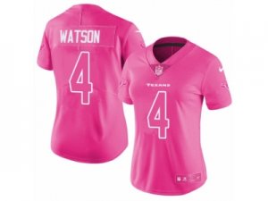 Womens Nike Houston Texans #4 Deshaun Watson Limited Pink Rush Fashion NFL Jersey