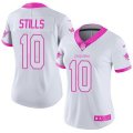 Womens Nike Miami Dolphins #10 Kenny Stills White Pink Stitched NFL Limited Rush Fashion Jersey