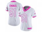 Women Nike Los Angeles Chargers #51 Kyle Emanuel Limited White-Pink Rush Fashion NFL Jersey