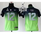 2015 Super Bowl XLIX nike youth nfl jerseys seattle seahawks #12 fan blue-green[Elite drift fashion][second version]