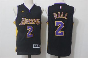 Lakers #2 Lonzo Ball Black Swingman Jersey