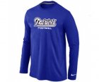 Nike New England Patriots Authentic font Long Sleeve T-Shirt blue