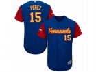 Mens Venezuela Baseball Majestic #15 Salvador Perez Royal Blue 2017 World Baseball Classic Authentic Team Jersey