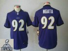 2013 Super Bowl XLVII Youth NEW NFL Baltimore Ravens 92 Haloti Ngata Purple Jerseys(Youth Limited)