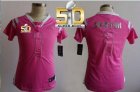 Women Nike Panthers #1 Cam Newton Pink Super Bowl 50 Women's Stitched Draft Him Shimmer Jersey