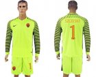 Roma #1 Szczesny Green Goalkeeper Long Sleeves Soccer Club Jersey