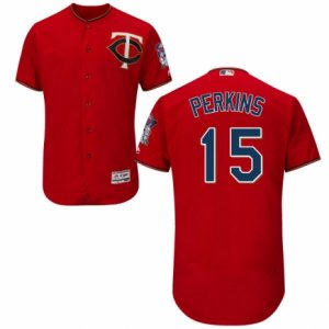 Men\'s Majestic Minnesota Twins #15 Glen Perkins Scarlet Flexbase Authentic Collection MLB Jersey